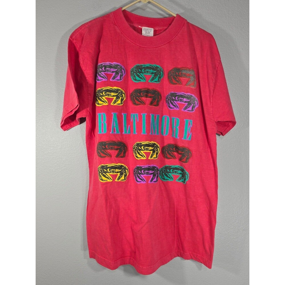 Vintage Baltimore Tee Shirt Size Large Vibrant Pop Art Style Crab Graphic Tee BW